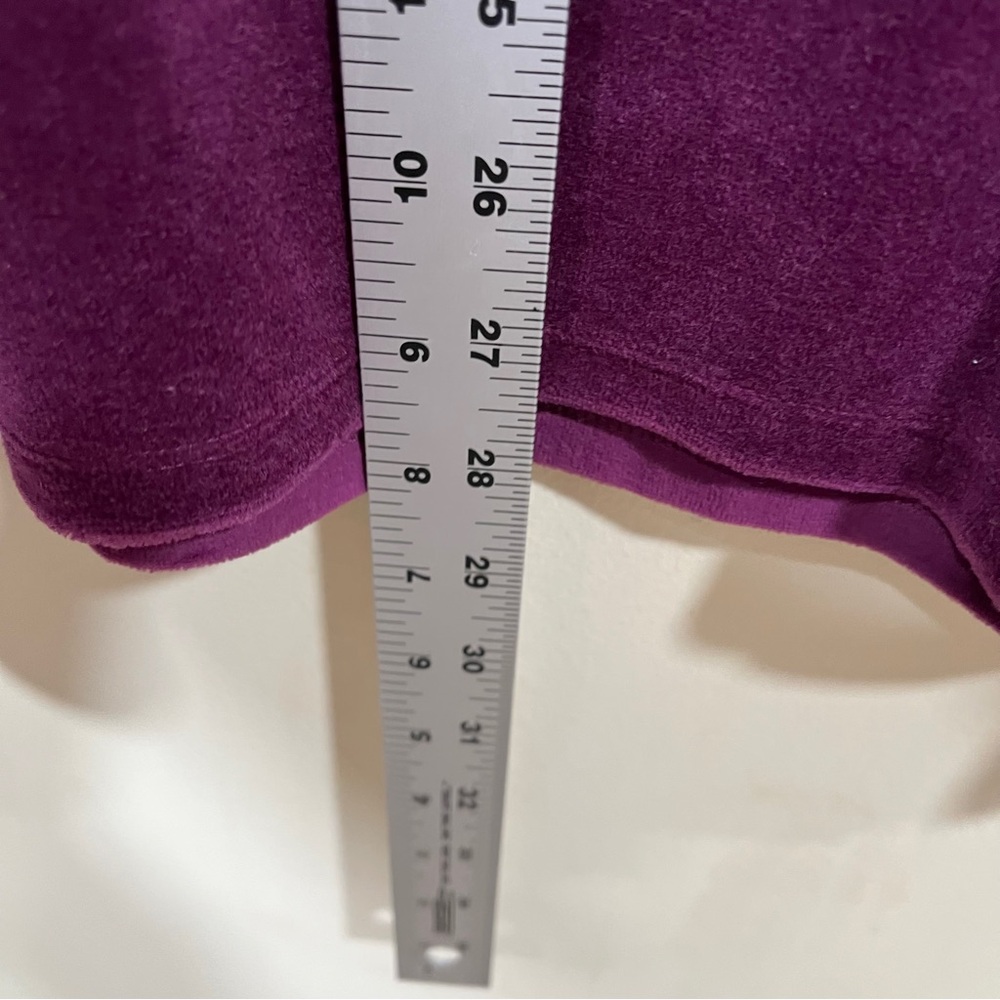 EUC Eileen Fisher Funnel Neck Box Top Purple Velour Velvet Long Sleeve L - Picture 5 of 7
